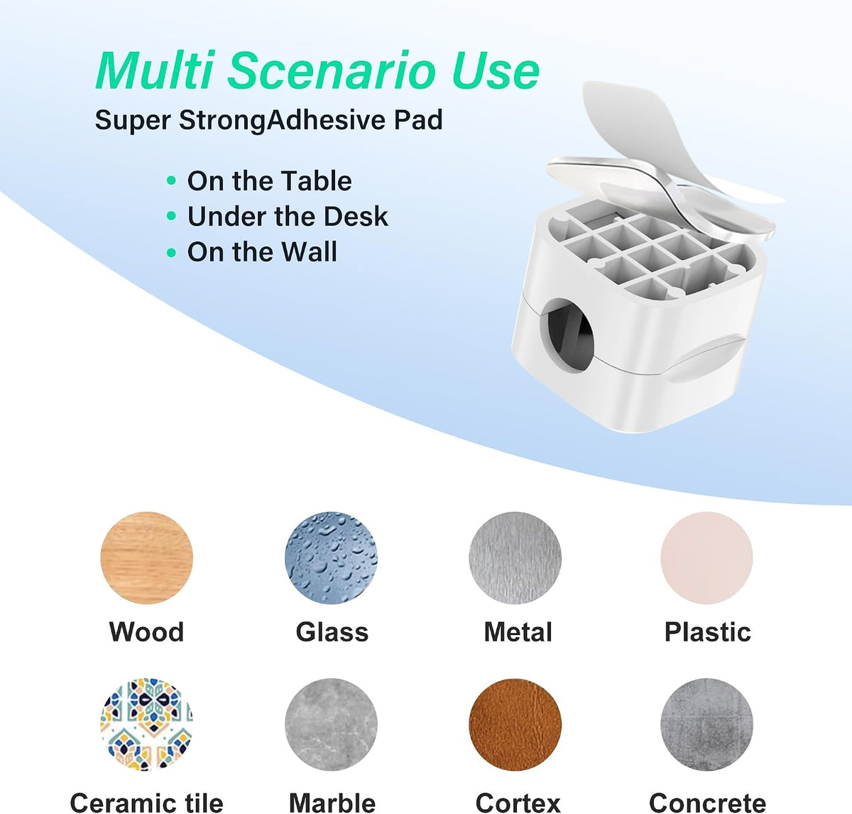 6-Pack Magnetic Cable Organizer Clips, Non-Rotating Cord Management with Double-Sided Adhesive Pads for Desk, Car, Office - Tangle-Free Solution for Charging Cables, USB Wires (White)
