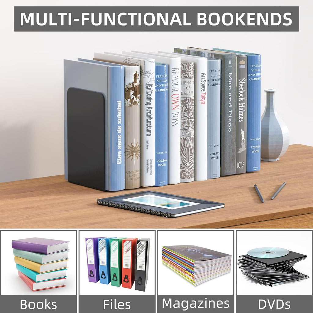 VFINE 4 Pairs Book End, Bookends for Shelves , Book Stopper for Heavy Books