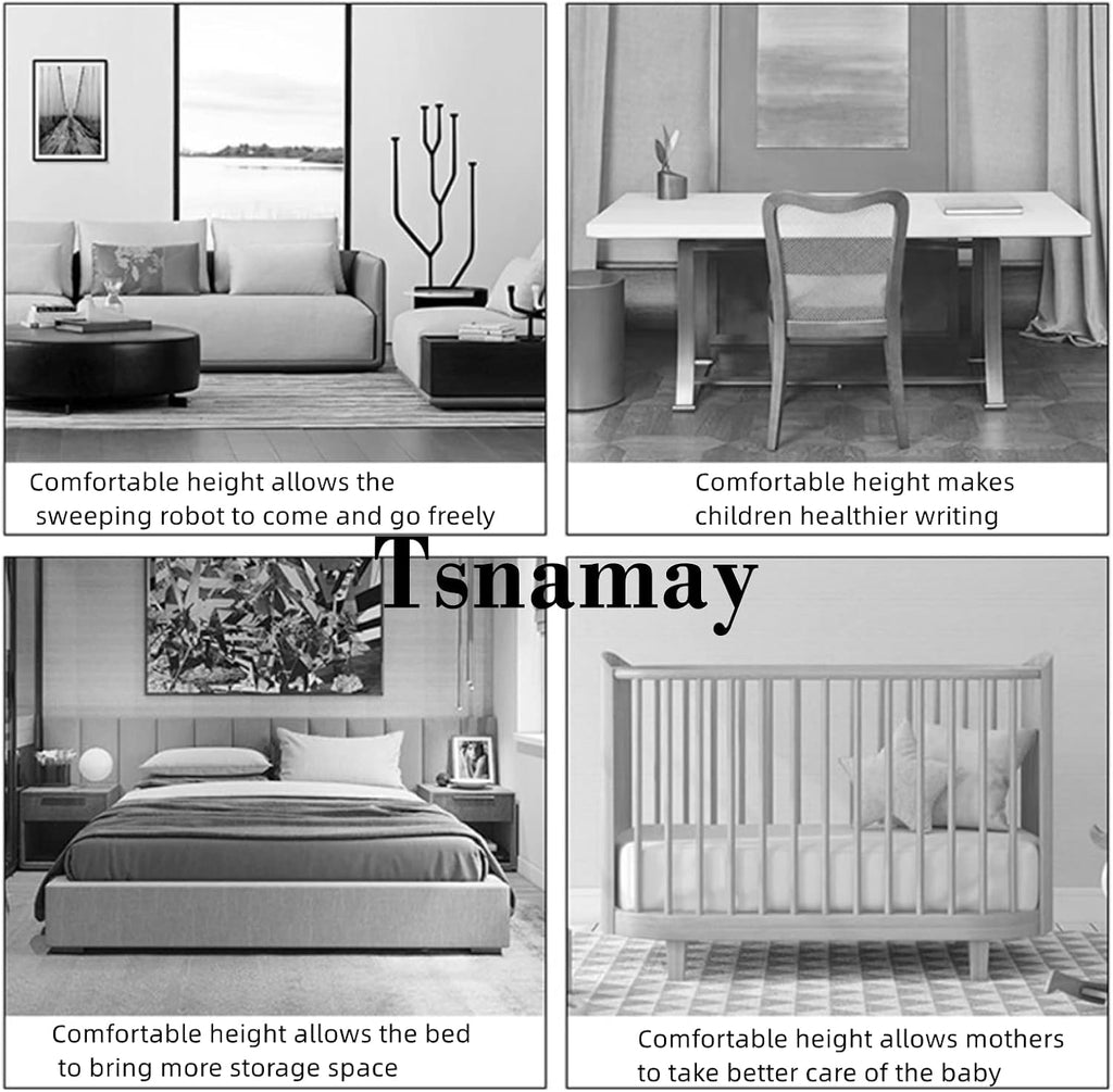2" Self Adhesive Bed and Furniture Risers,Square White 60x52mm(WH)