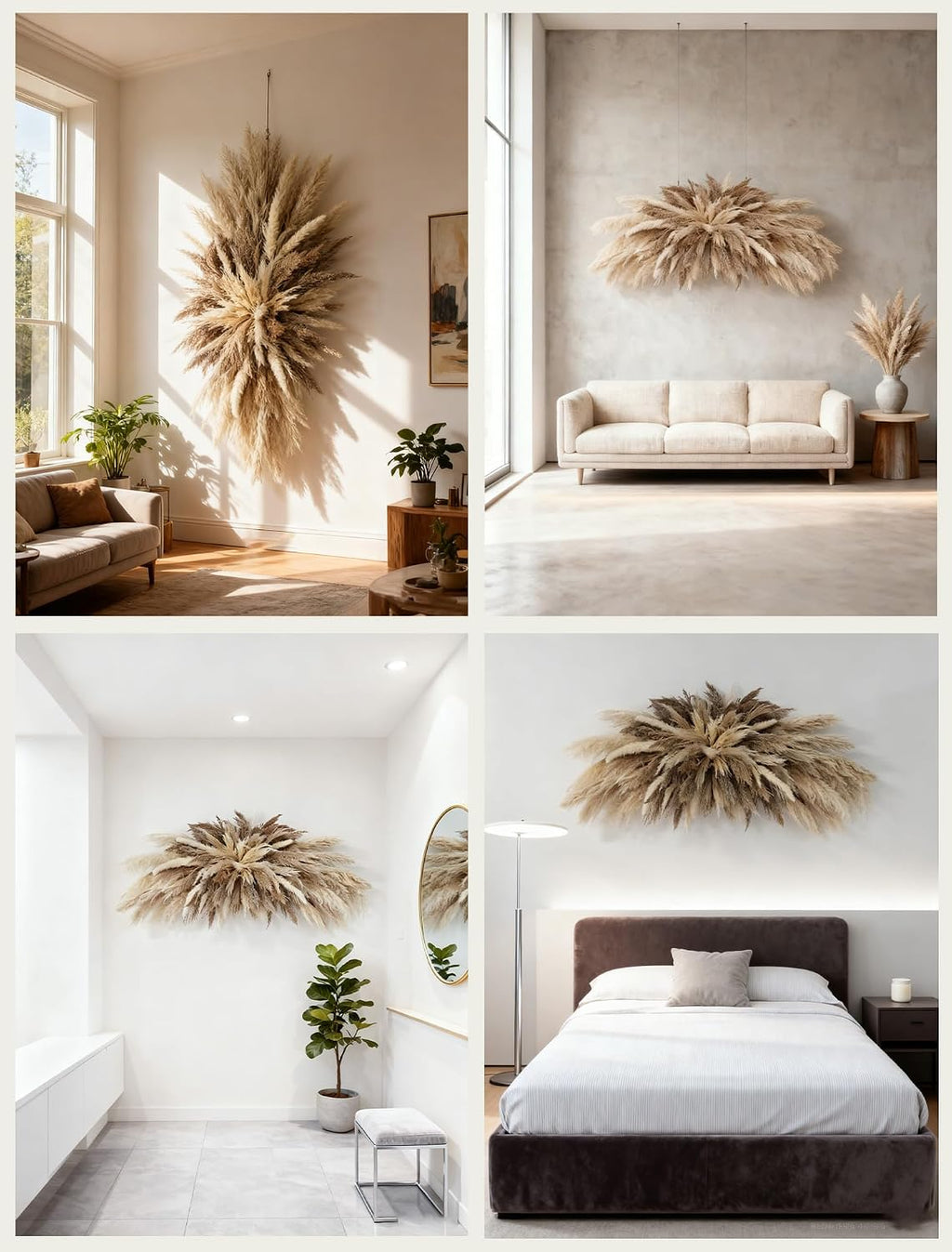 Large Boho Decor Pampas Grass Wall Decor - Need to Assembled