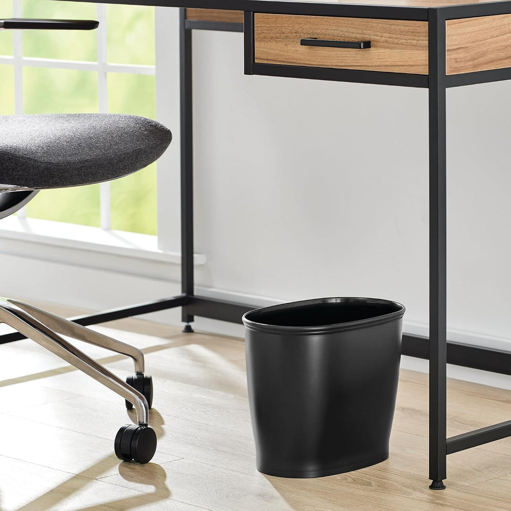 iDesign Slim Plastic Bathroom Trash Can, 2-Pack, Black