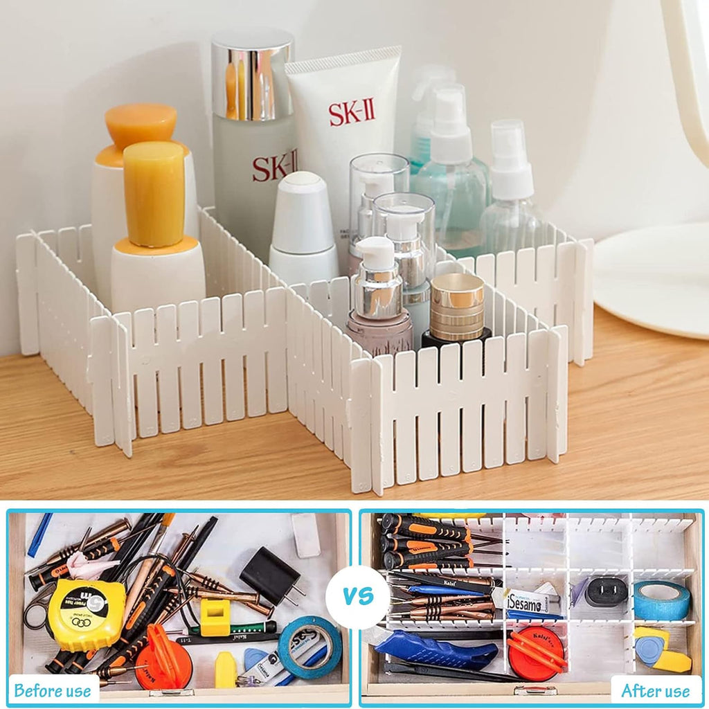 16Pcs Drawer Dividers, Adjustable Drawer Organizer for Socks, White