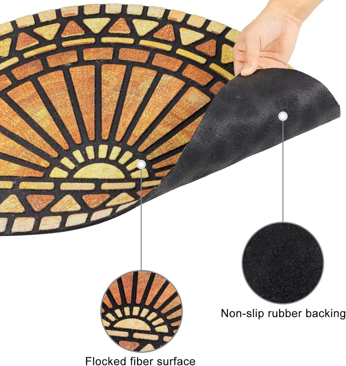 CHICHIC Front Door Mat 24"x36" Outdoors Heavy Duty Rubber Mat, Semicircle