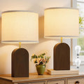 Wood Table Lamps for Bedroom,19" Farmhouse Bedside Lamps Set of 2,Walnut