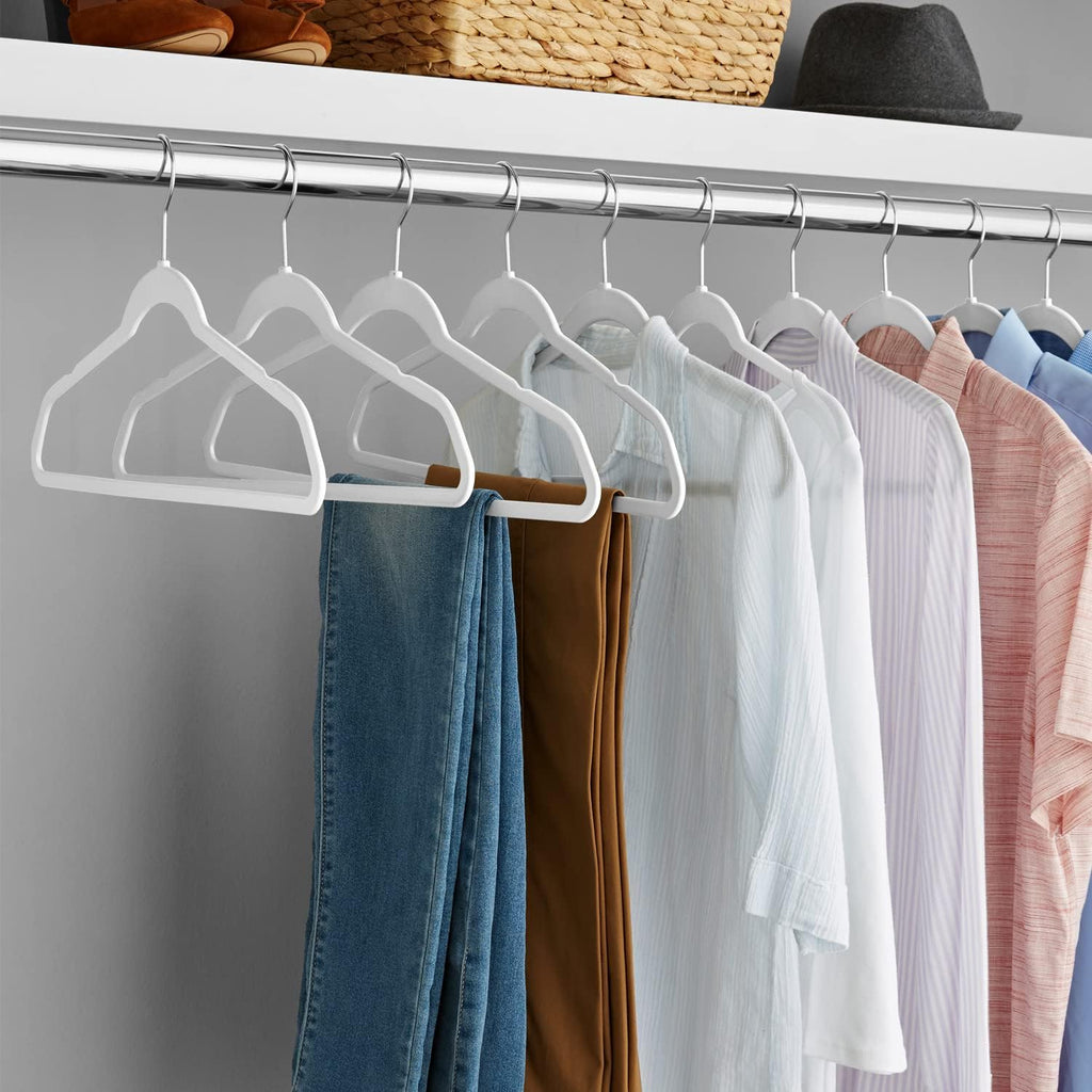 50 Pack White Velvet Clothes Hangers, Non Slip,Space Saving