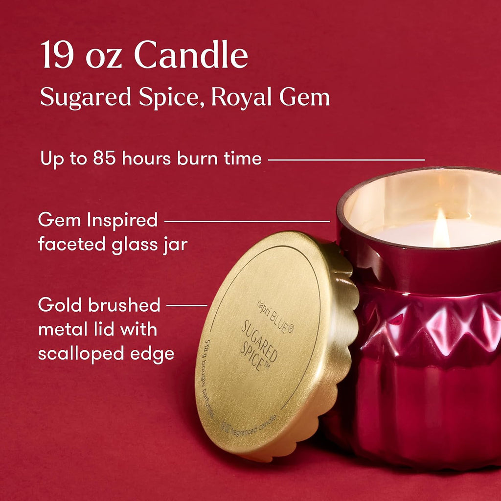 Capri Blue Sugared Spice Scented Candles for Home | Ruby Red, 19 oz