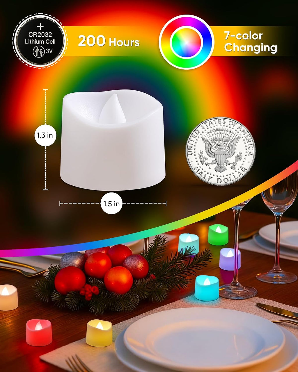Raycare Battery Operated Tea Lights, 200+Hour Electric Flameless Candles