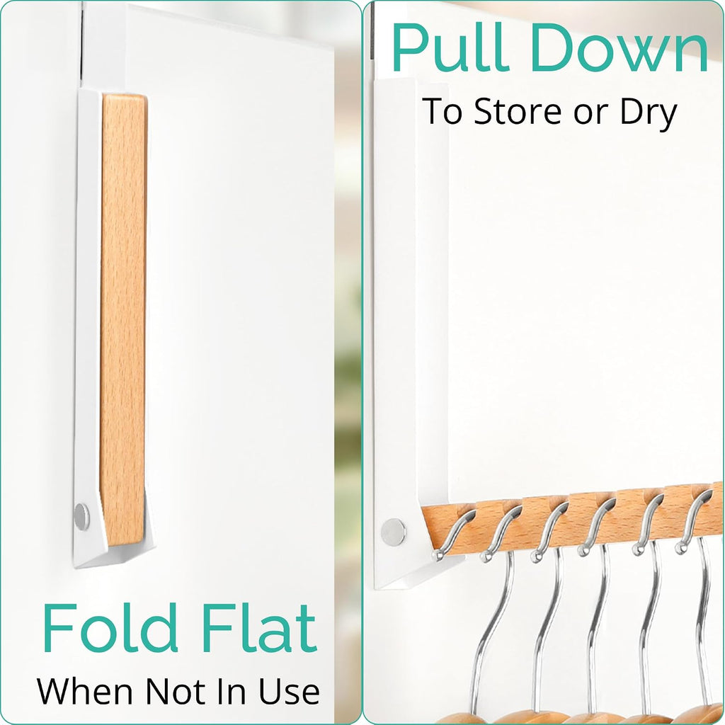 TERRA HOME Over The Door Coat Rack - Portable Foldable Laundry Hanger Dryer Rack - Ideal for Travel and Laundry Needs - Convenient Over The Door Hanger for Clothes and Laundry - 1PCS (White)