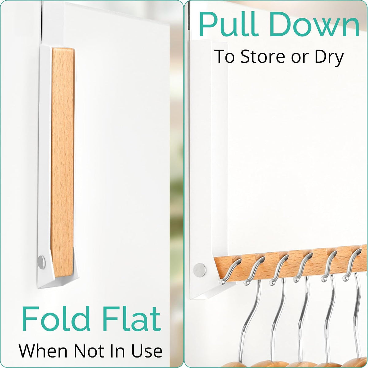 TERRA HOME Over The Door Coat Rack - Portable Foldable Laundry Hanger Dryer Rack - Ideal for Travel and Laundry Needs - Convenient Over The Door Hanger for Clothes and Laundry - 1PCS (White)
