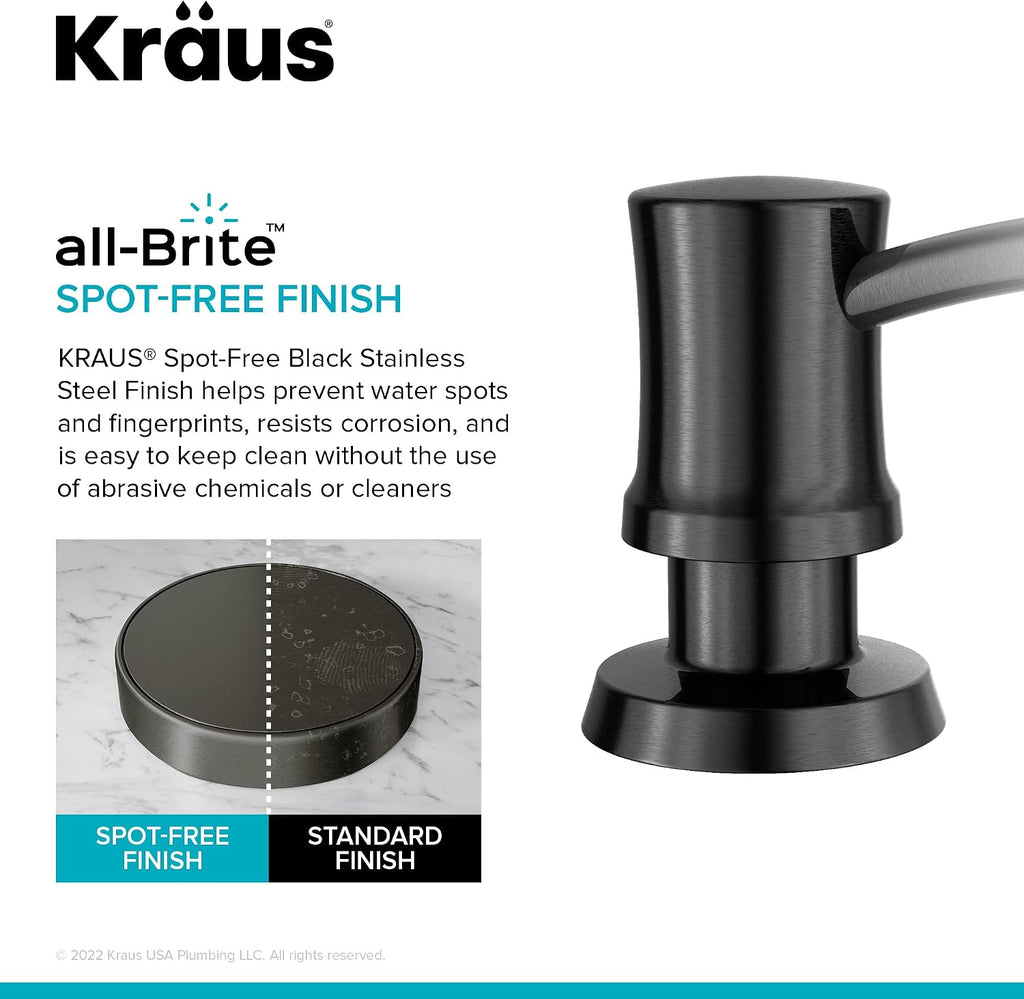 KRAUS Kitchen Soap and Lotion Dispenser in Spot-Free Black Stainless Steel, KSD-54SFSB