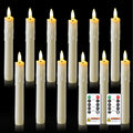 Homemory 7 Inches Flameless Taper Candles with Remote Timer, Short Led Candlesticks with 3D Flickering Light, Battery Operated Candles with Lifelike Flame for Wedding Home Xmas Decor, Ivory, 12 Pcs