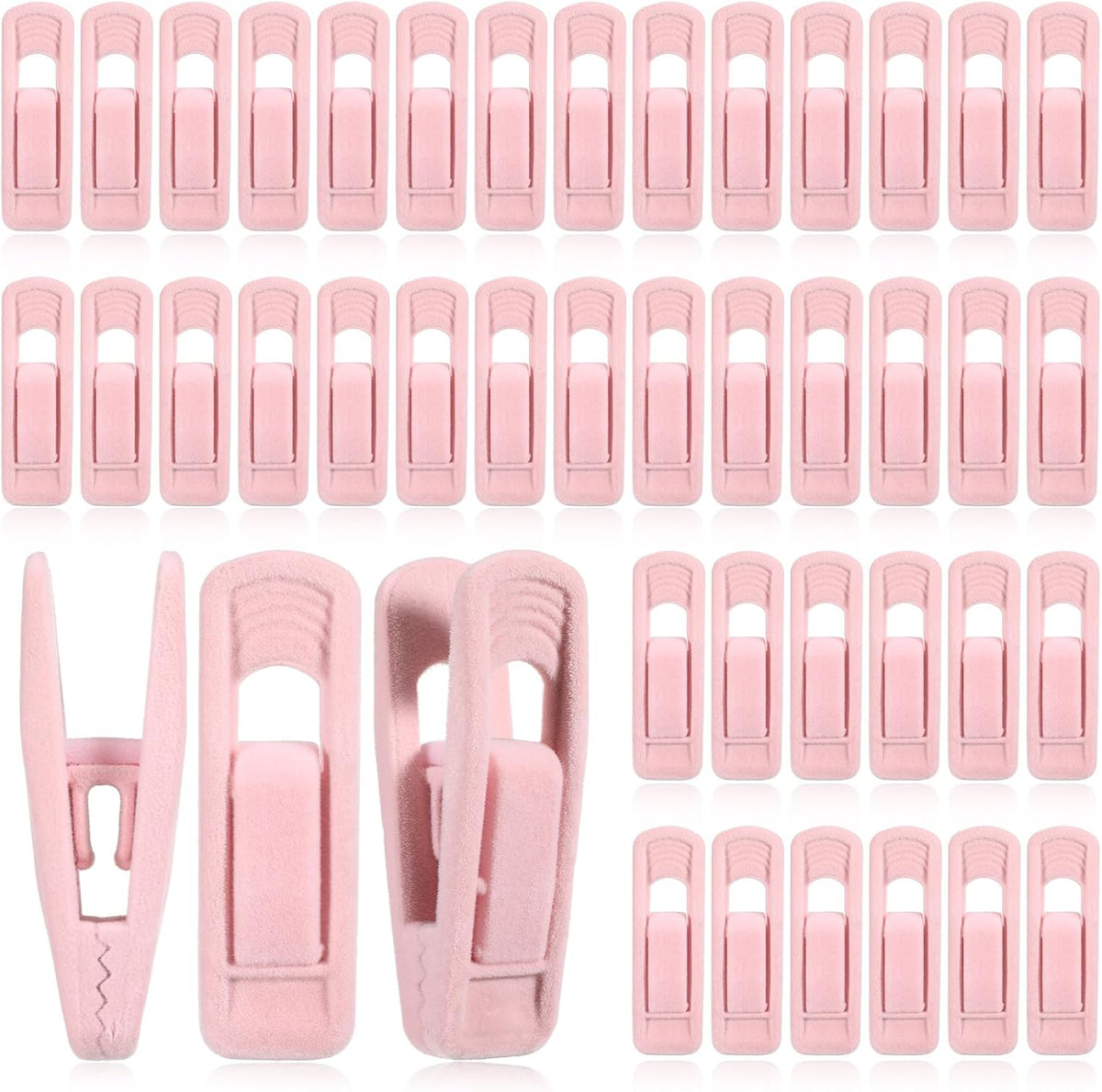 Pink Velvet Hangers Clips, 80 Pack Strong Finger Clips