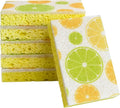 CELOX Lemon Printed Dual Sided Scrub Dish Sponges, Non Scratch Sponge for Kitchen Cleaning, 4.5" x 2.8" x 0.8" (6)