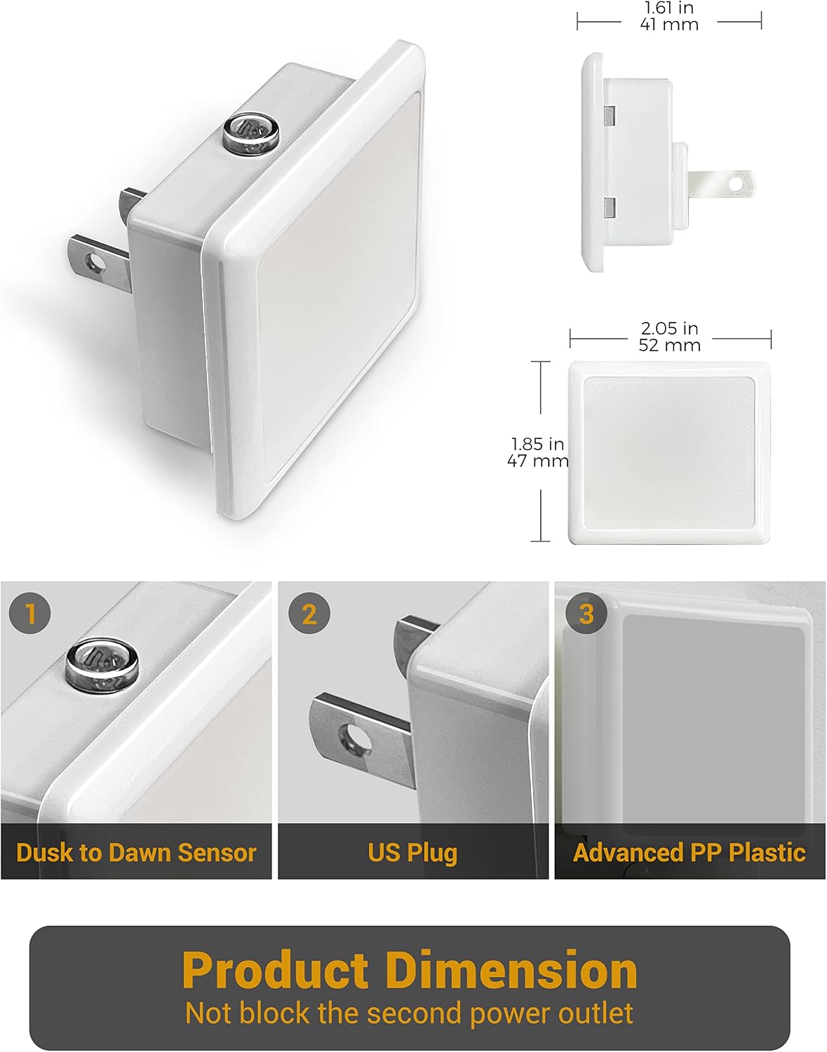 JandCase Night Lights Plug into Wall 2Pack,Plug in Night Light Dusk-to-Dawn