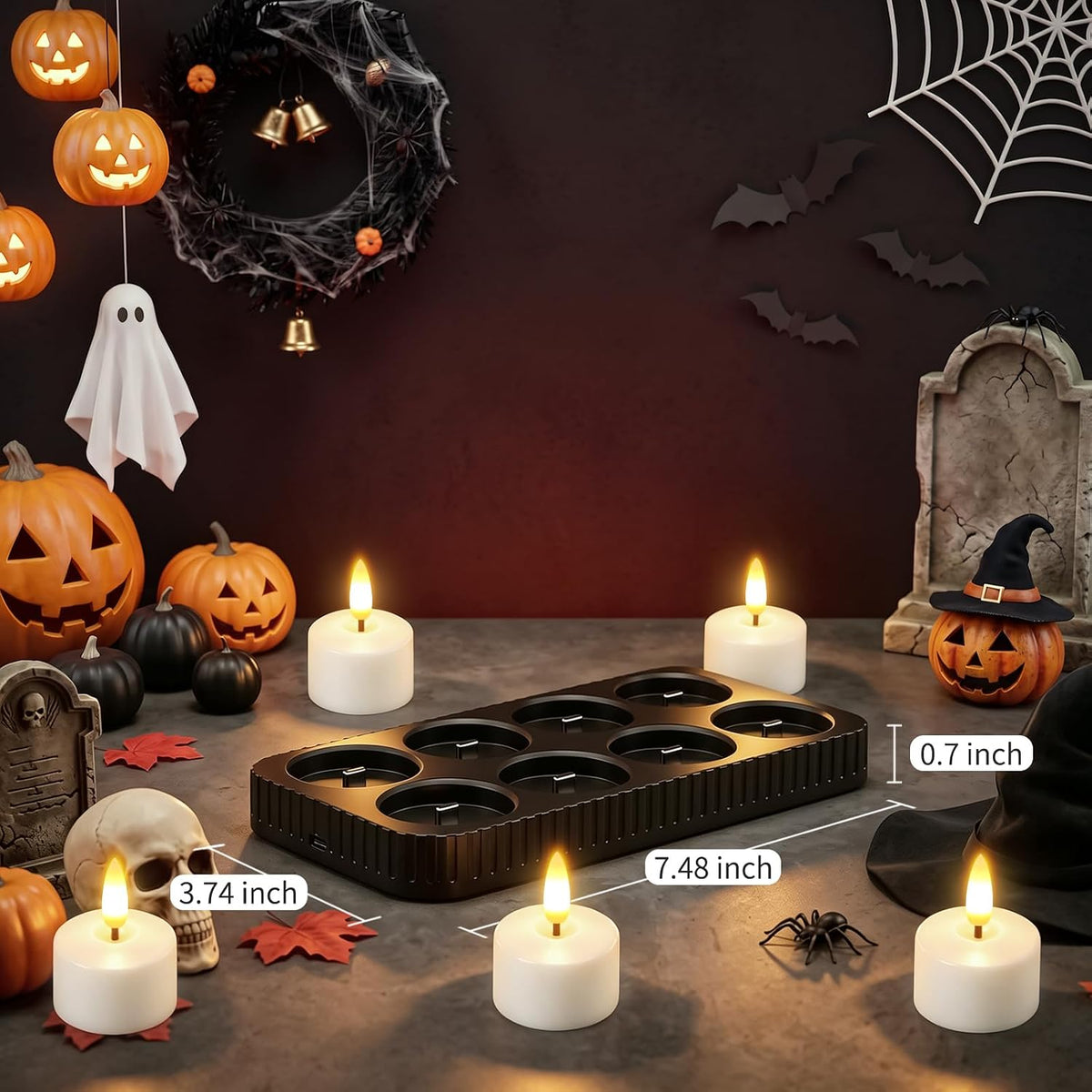 Rechargeable Flameless Candles with Remote Timer & Charging Base (8 Pack)