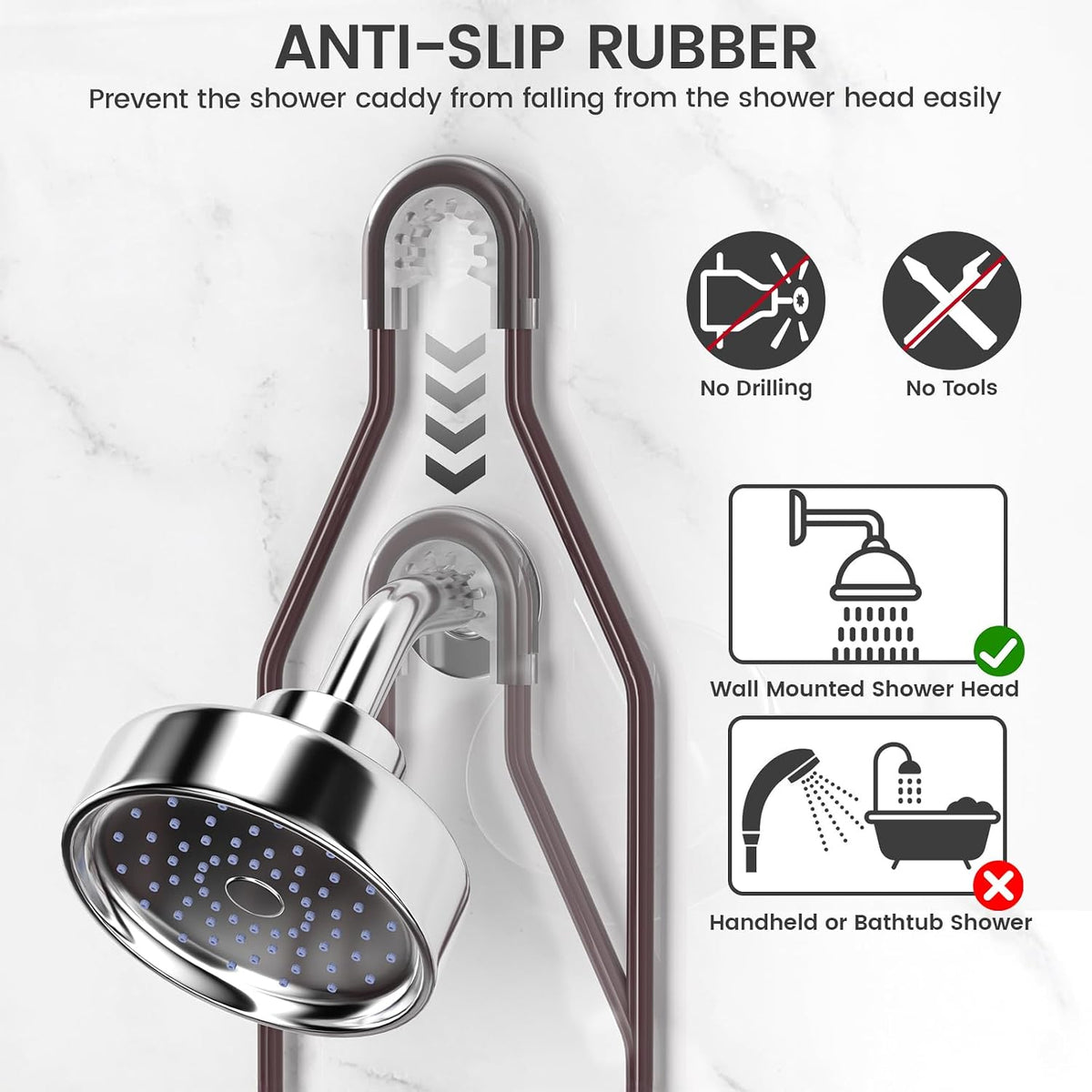 REINHARDT Adjustable Shower Caddy Hanging Over Shower Head, Bronze