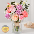 Livole 22Pcs Artificial Faux Flowers with Vase & Light Real Touch Flower