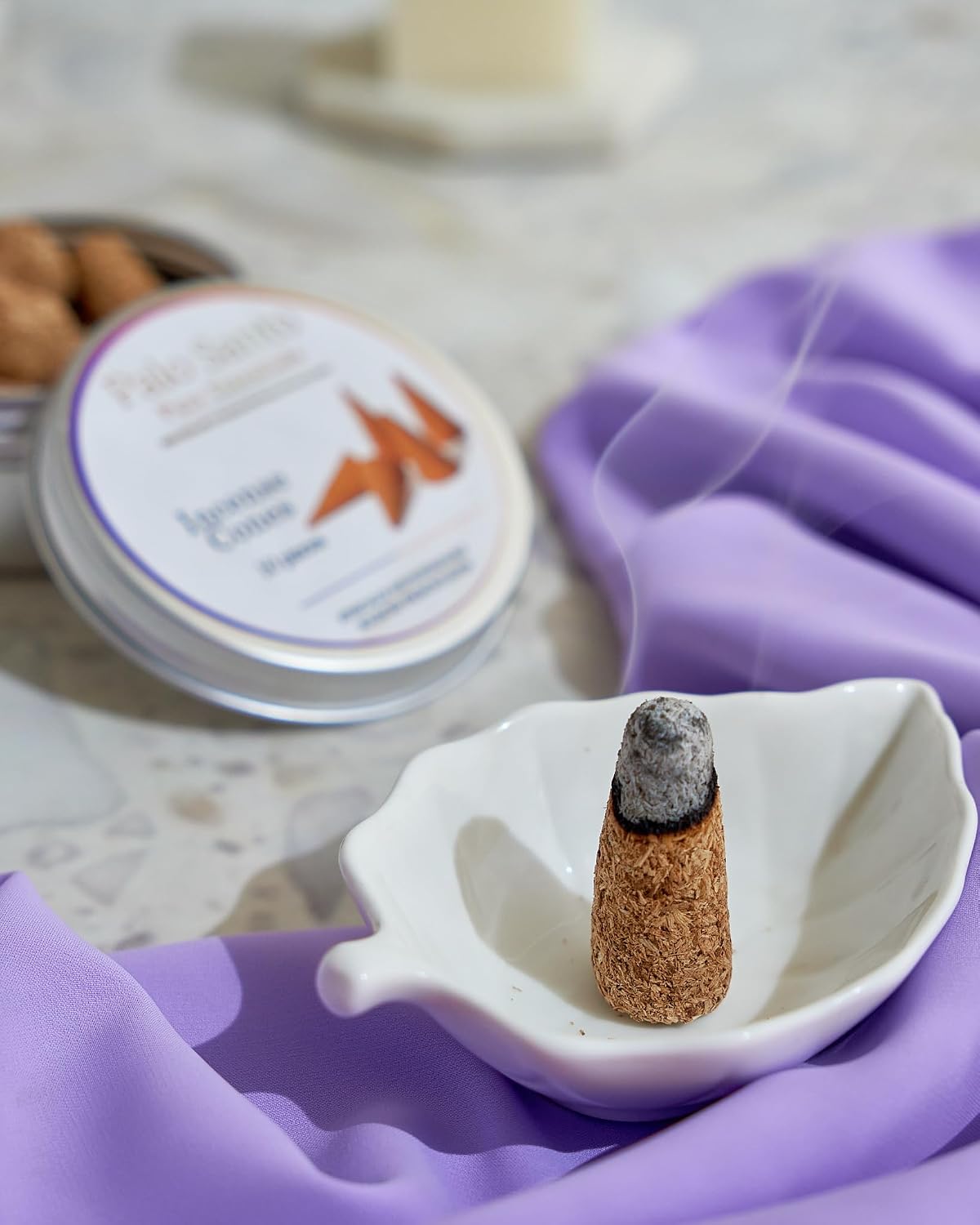 Palo Santo Incense Cones 10 Pack in Tin Can, Ecuador 100% Natural Holy Wood for Smudging, Meditation, Energy Cleansing, Aromatherapy and Reiki