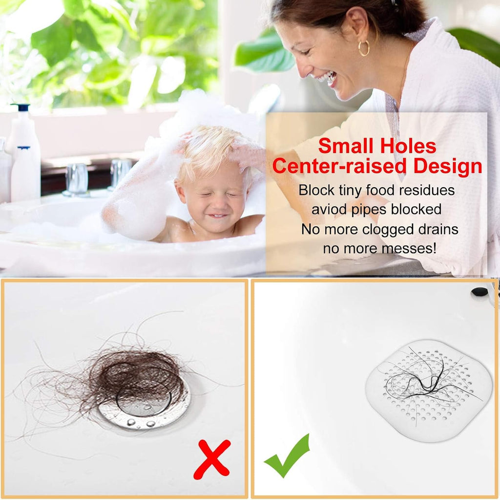 Bovinde Hair Drain Catcher,Square Cover for Shower 2 Pack (Sliver Grey)