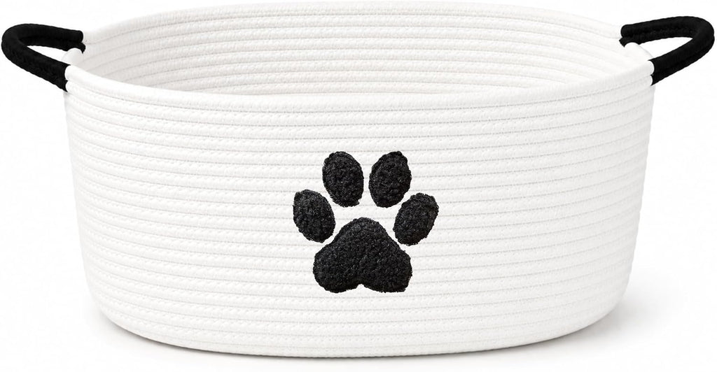 Dog Toy Basket with Handles, Cotton Rope Storage Bin Organizer for Pets