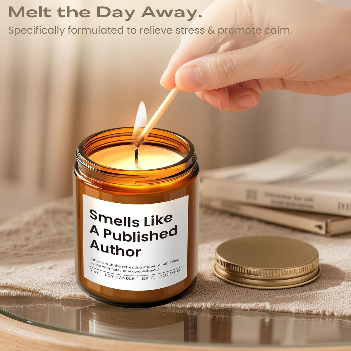 Gifts for Authors, Congrats New Author Gift for Women Men, Lavender Candle