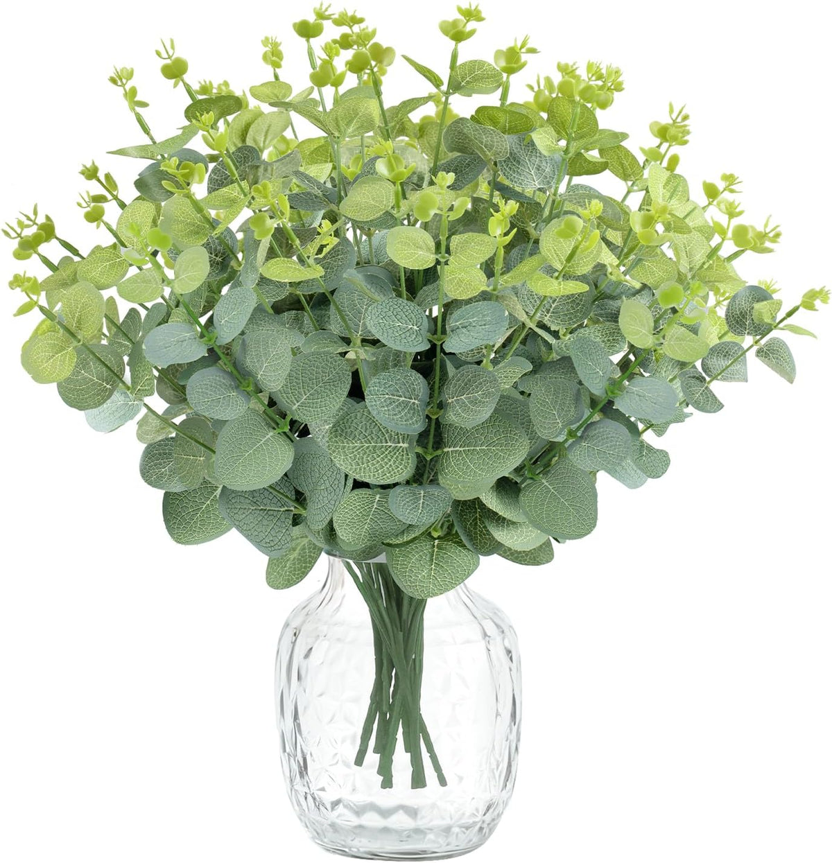 MEILIDY Artificial Eucalyptus Stems, Faux Foliage Branches, Green, 12 Pcs