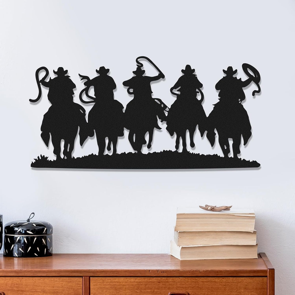 Zonon Western Cowboy Wall Decor Metal Cowboy Sign, Black