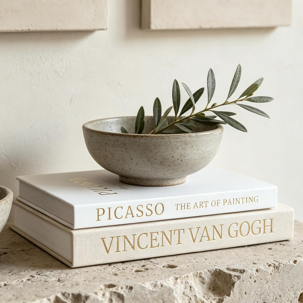 Small Faux Books（9.8' X 7'）- Set of 2 Linen Decorative Books for Coffee Table, Bookshelf or Mantle Decor - Hidden Storage Box for Remote, Photo & Tickets - Elegant Neutral Design Fits Any Home Decor