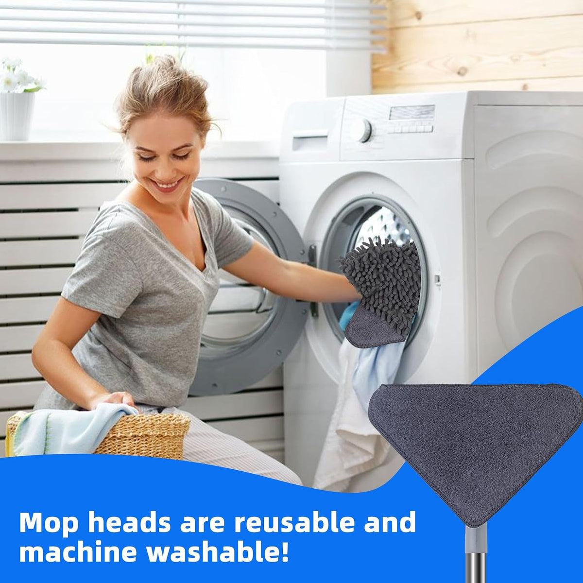 Wall Cleaner Mop, 80-Inch Handle, Baseboard Cleaner Tool, 6 Pads