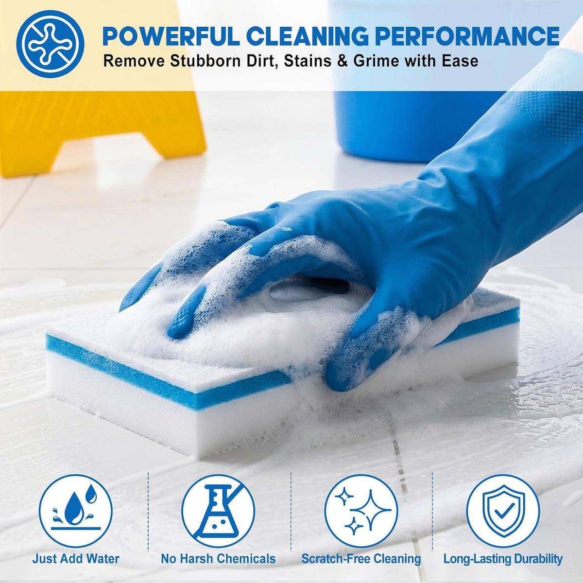10 Pack Magic Sponge Eraser Mop Pads, 4.5" x 10" x 1"