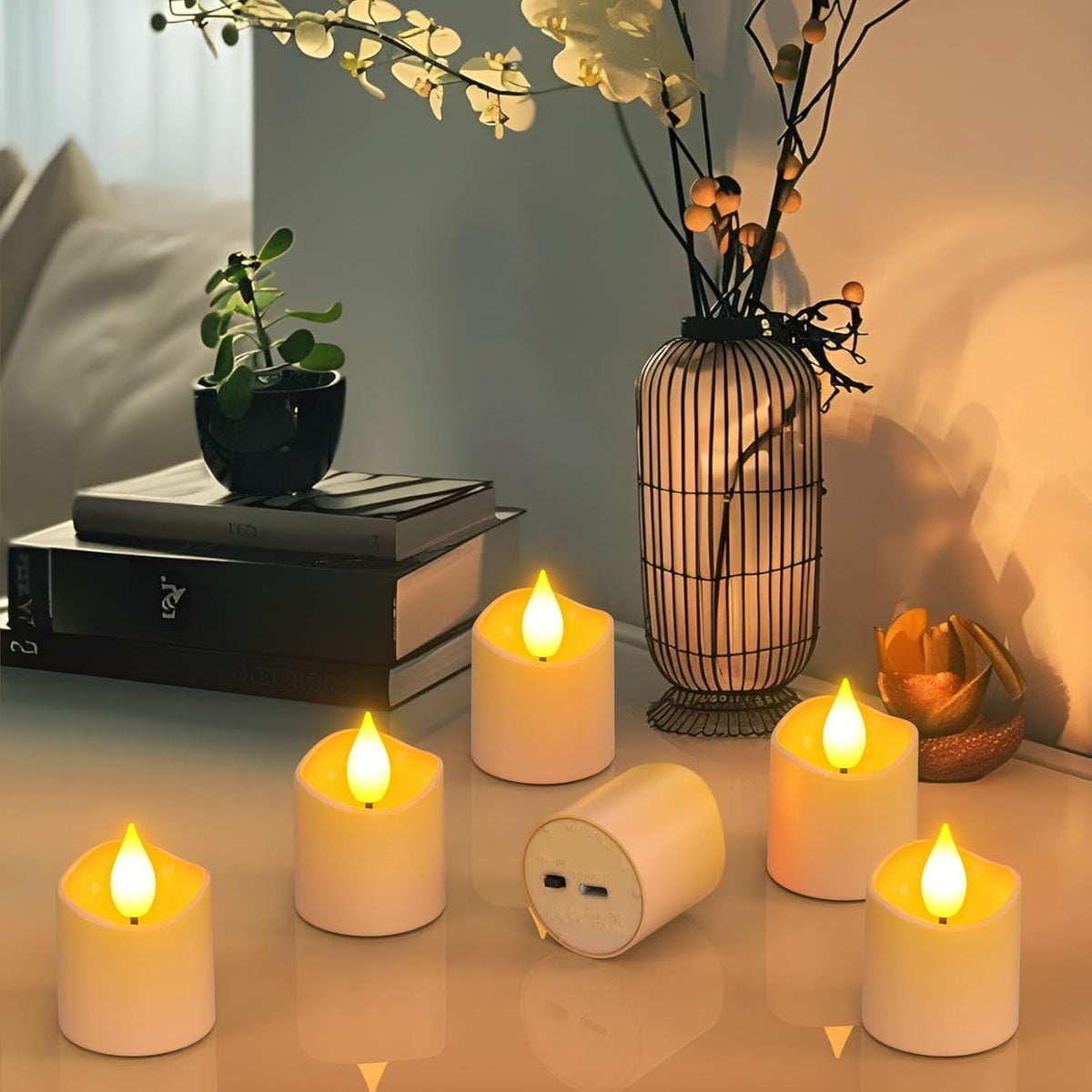 Yme Rechargeable Votive Candles Battery Operated with Remote & Timer