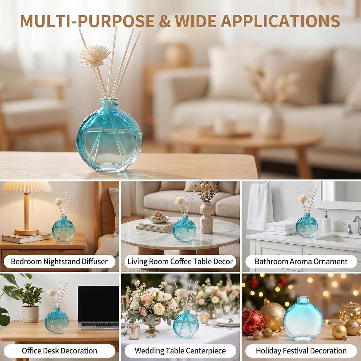 1Pcs 150ml/5oz Empty Refillable Clear Glass Diffuser Bottles Aromatherapy Jar Container Fragrance Accessories Use for DIY Replacement Reed Diffuser Sticks Sets Essential Oils Crafts Decor