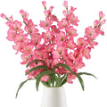 IPOPU Fake Flowers Pink Gladiolus Artificial Flowers 5PCS Silk Gladiolus with Long Stem 33" Dark Pink Artificial Flowers for Wedding Home Party Table Floral Arrangement (Dark Pink)