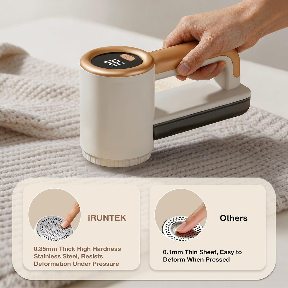 Rechargeable Fabric Shaver,3-Speed Lint Remover for Clothes,Platinum