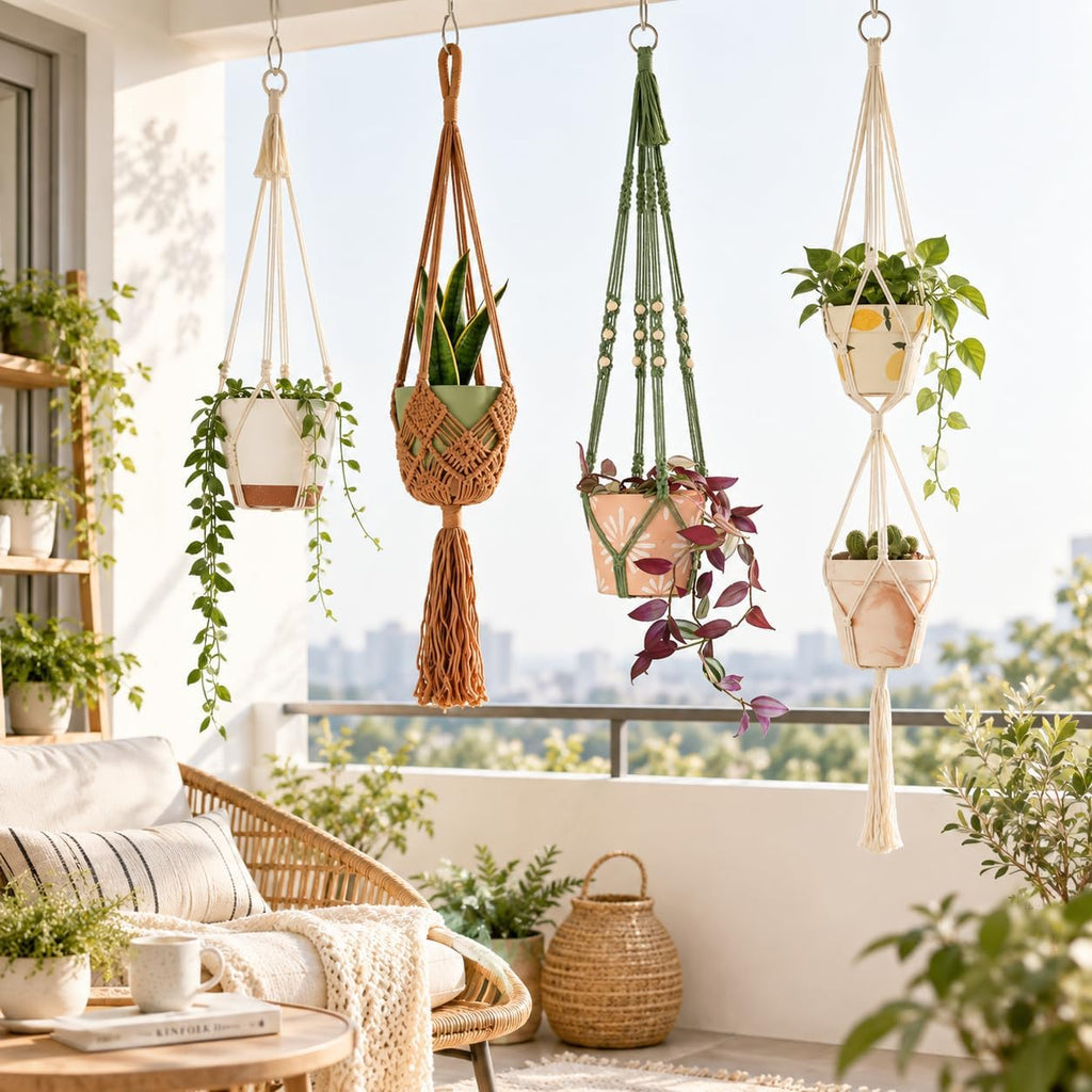 4 Pack Macrame Plant Hanger for Indoor Hanging Plant Holders