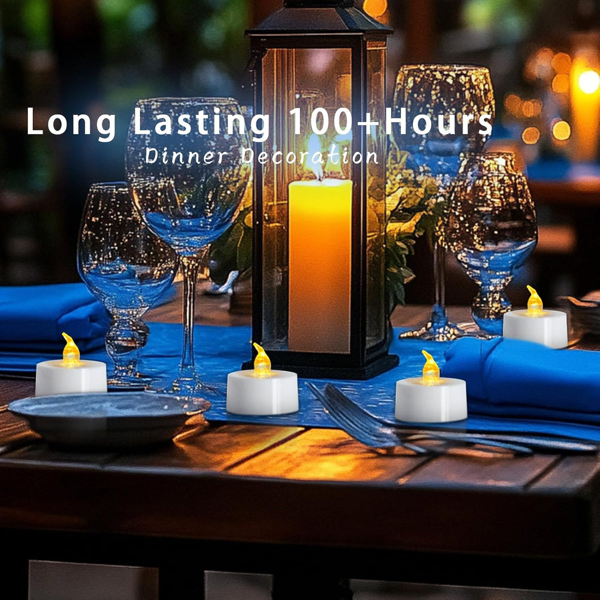 LANKER 24 Pack LED Tea Lights Candles, Flickering Yellow Flameless Candles (Yellow-24pcs)