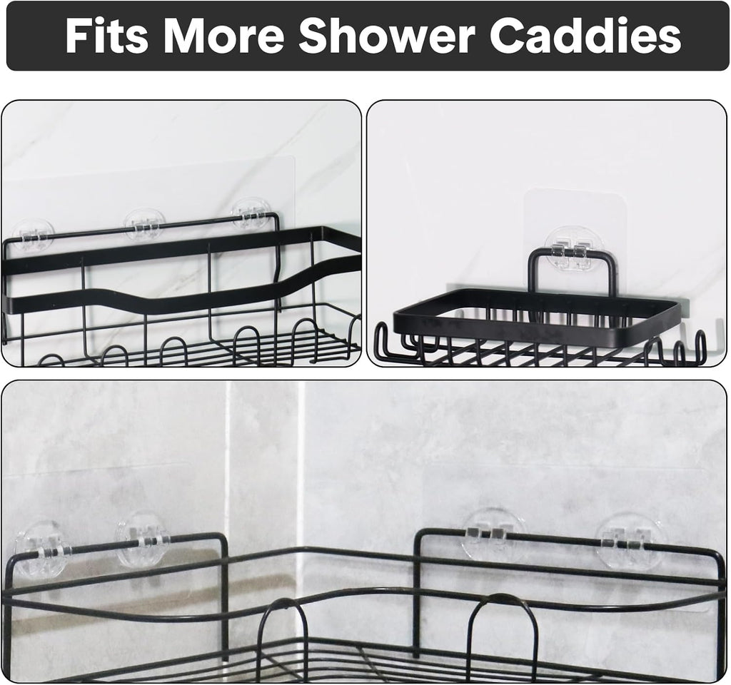 20 Pack Shower Caddy Adhesive Replacement, Strong Adhesive Hooks for Shower Caddy, Waterproof Shower Adhesive Strips, No Drilling,for Bathroom Storage Shelves and Kitchen Racks