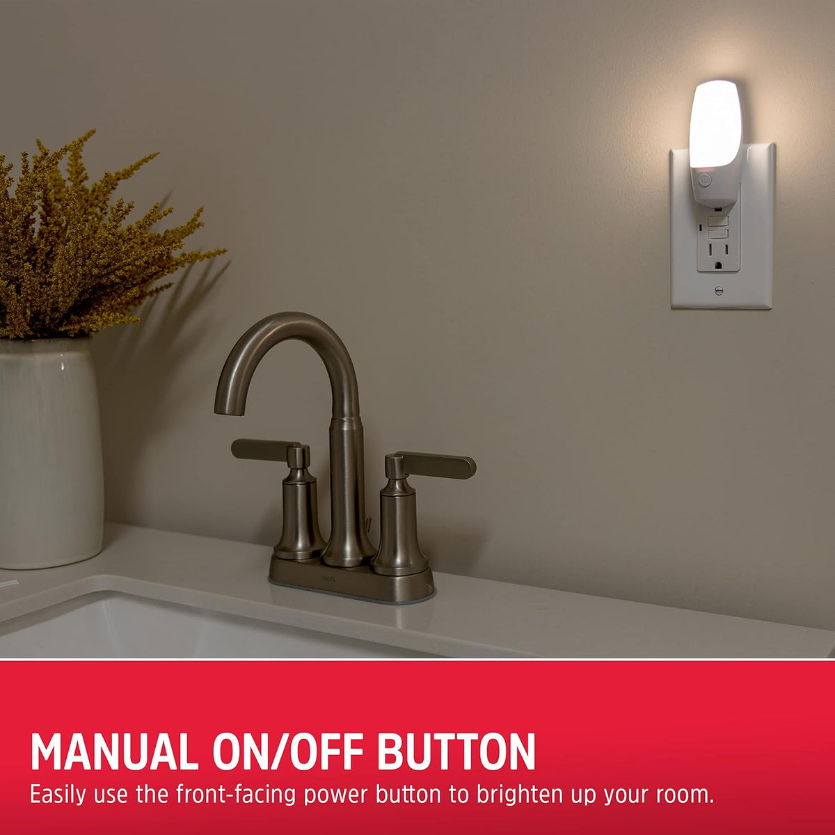 Energizer Night Light Plug into Wall with Manual On Off Switch