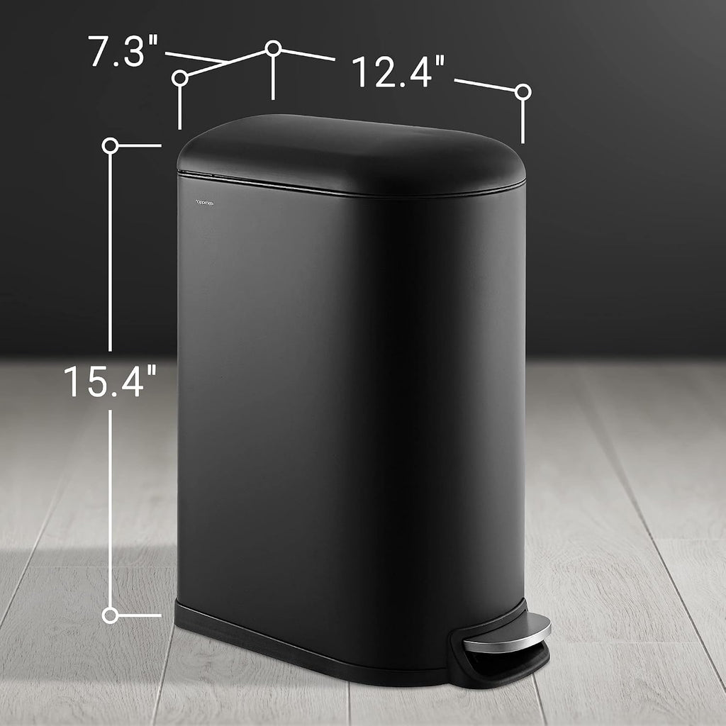 happimess Roland Mini 2.6 Gal Step Trash Can Soft-Close, Charcoal Black