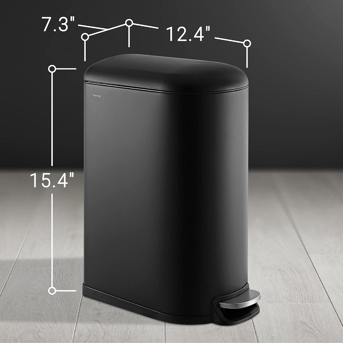 happimess Roland Mini 2.6 Gal Step Trash Can Soft-Close, Charcoal Black