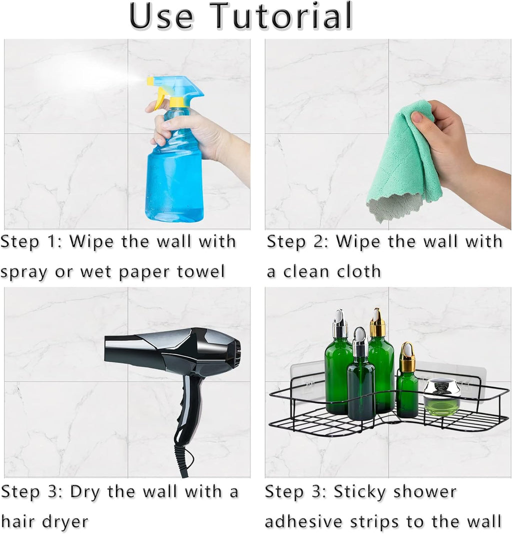 4 Pack Shower Caddy Adhesive for Replacement, Strong Transparent Adhesive for Shower Caddy Sticky Pads, No Drilling for Corner Shelf Basket, Bathroom Storage Shelves, Kitchen Racks and Soap Holder