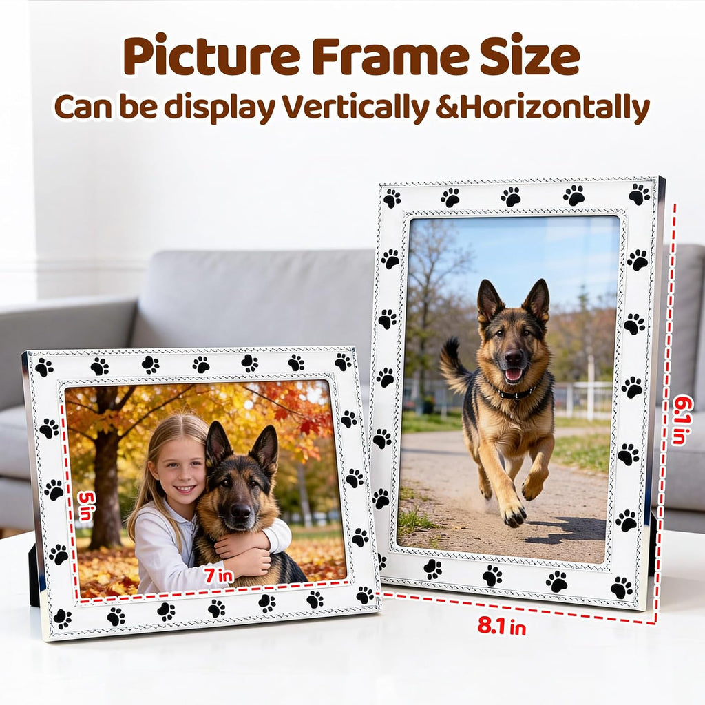 Dog Picture Frame - 5x7 Metal Cute Picture Frames,Pet Memorial Gifts for Dogs Perfect for Home Decor, Office Desk & Gifting to Pet Lovers
