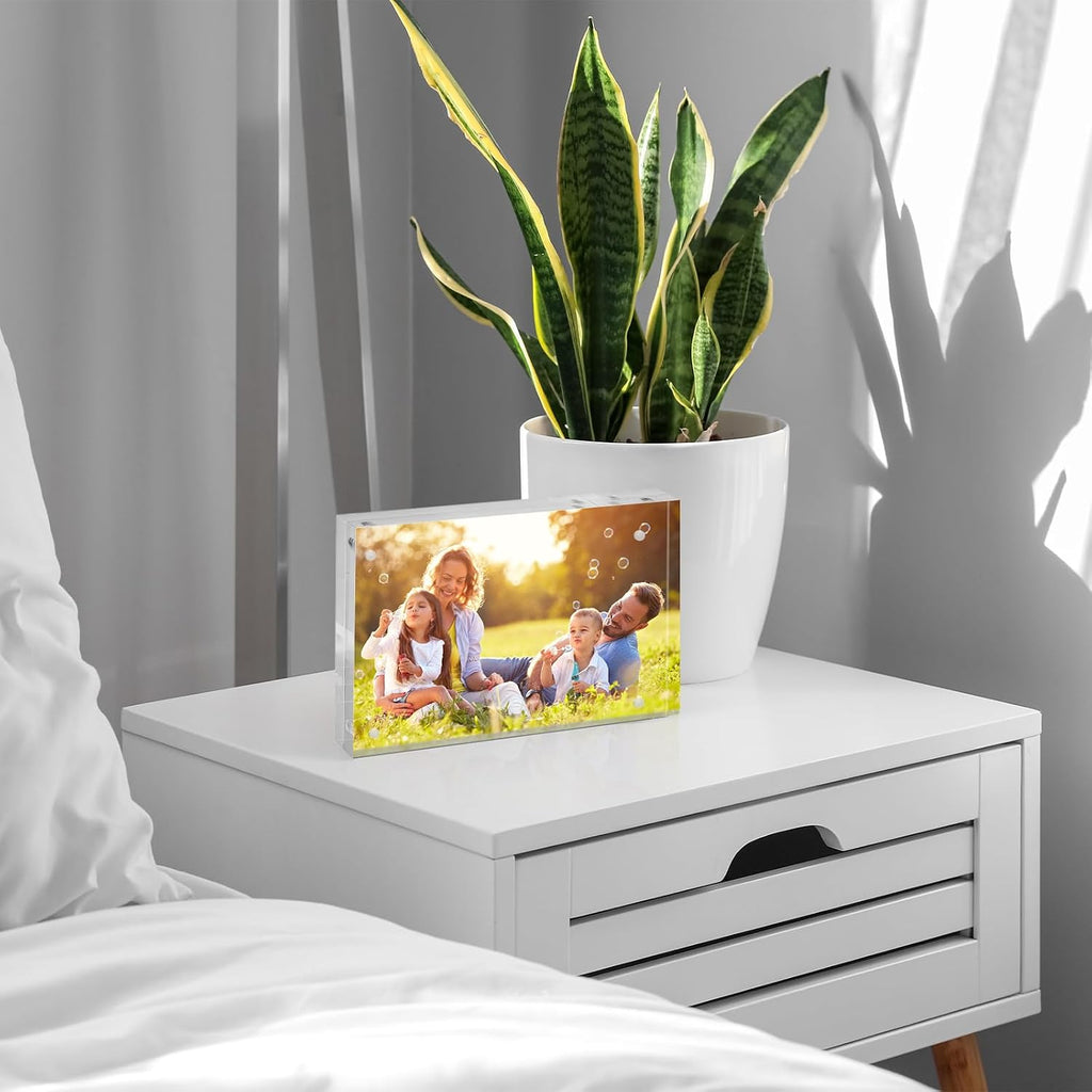 SYNTRIFIC Acrylic Frame 5x7, 5 x 7 Acrylic Picture Frame 6 PACK Clear Double Sided Magnetic Picture Frame, Free Standing Desktop Acrylic Photo Frame Display,Lucite Frame,10+10mm Thickness Magnetic
