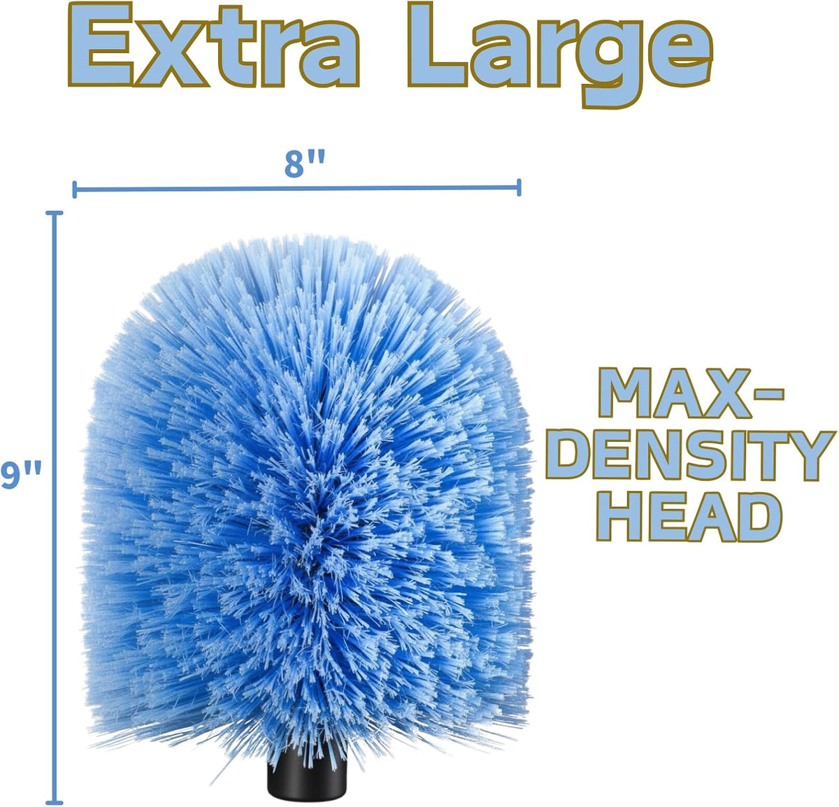 4 Pack Screw on Webster Cobweb Duster Head for Pole,Spider Web Remover Brush, Cobweb Duster Head Attachment,Fits Standard 3/4 inch Threaded Poles(Big, Blue)