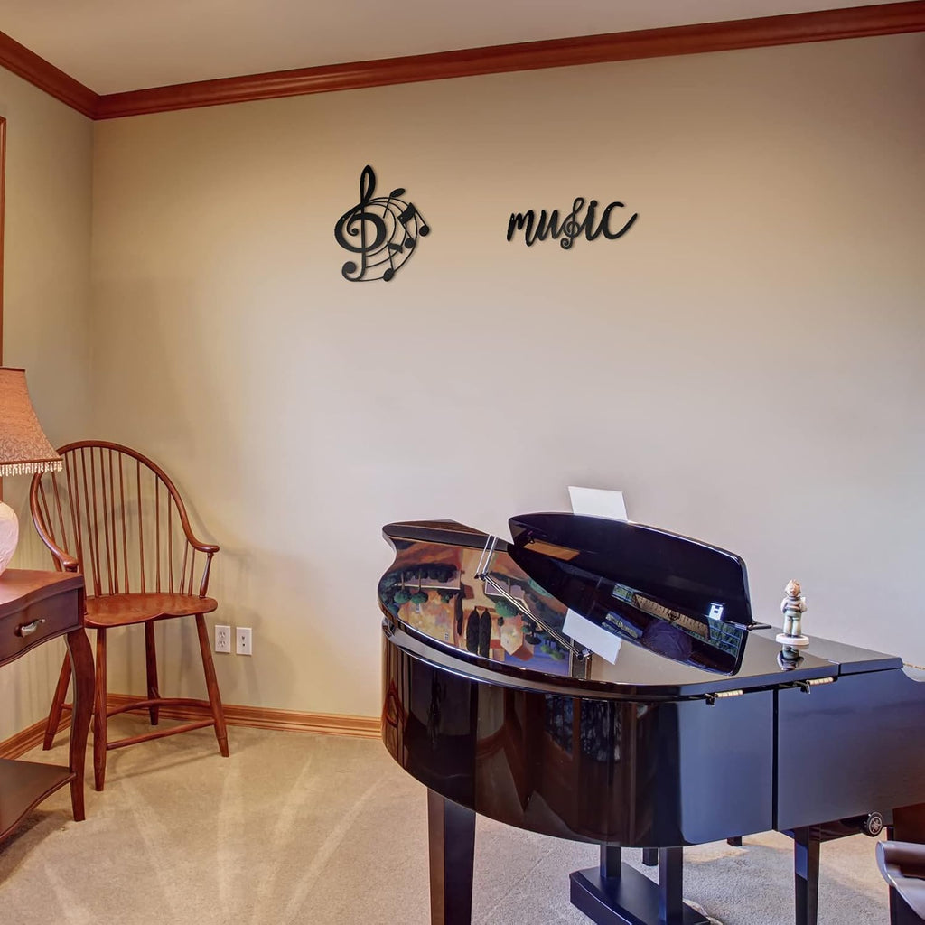 Zhengmy 2 Pcs Metal Music Note Wall Decor Musical Notes Art Sign Decoration