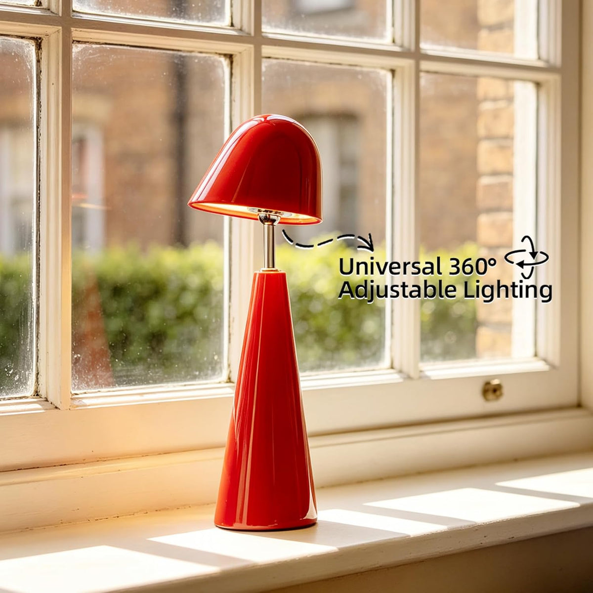 Modern Red Table Lamps , Cordless Rechargeable Desk Lamp，for Living Bedroom