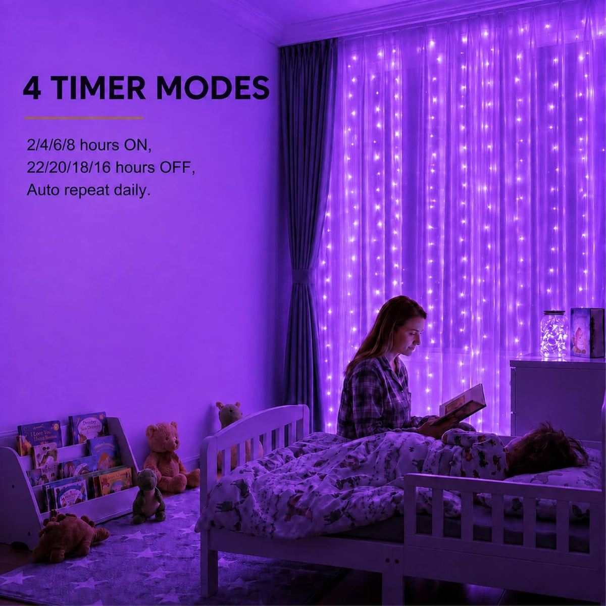 ZSJWL 300 LED Curtain Fairy Lights with Remote, 9.8 × 9.8 Ft, USB Plug in