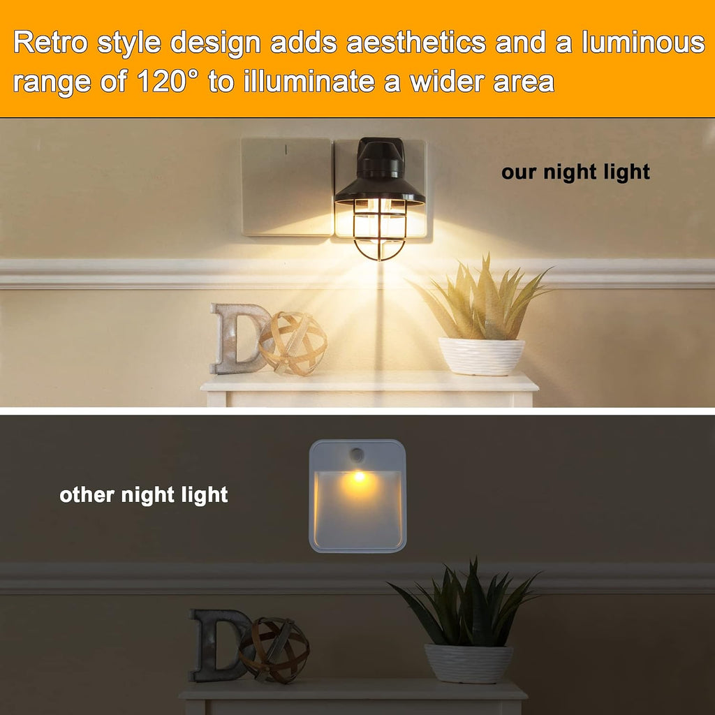 Night Lights Plug into Wall: ETL Night Lights 6 Pack with Dusk to Dawn - Vintage Rustick Farmhouse Night Light 2700K for Kitchen, Hallway, Bedroom, Bathroom Decor