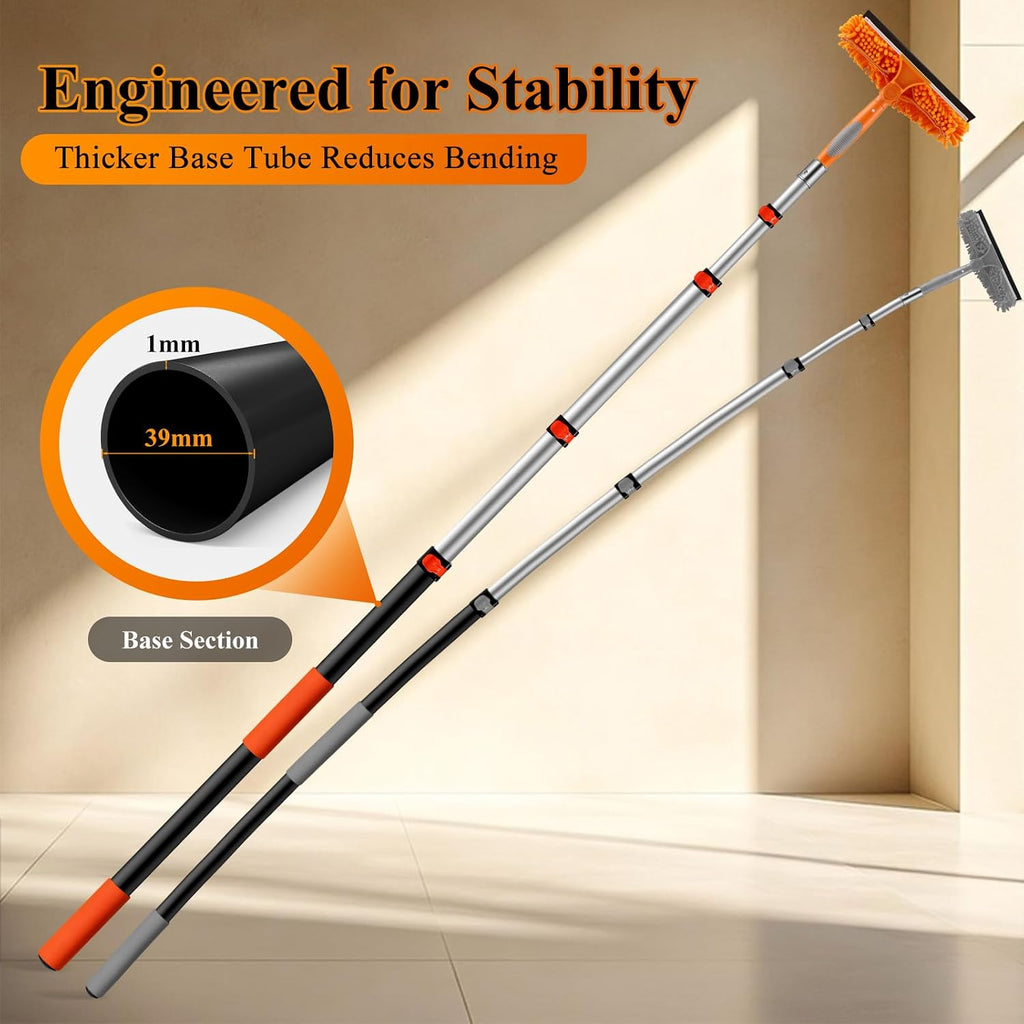 26ft High Reach Window Squeegee with 20ft Extra Long Extension Pole