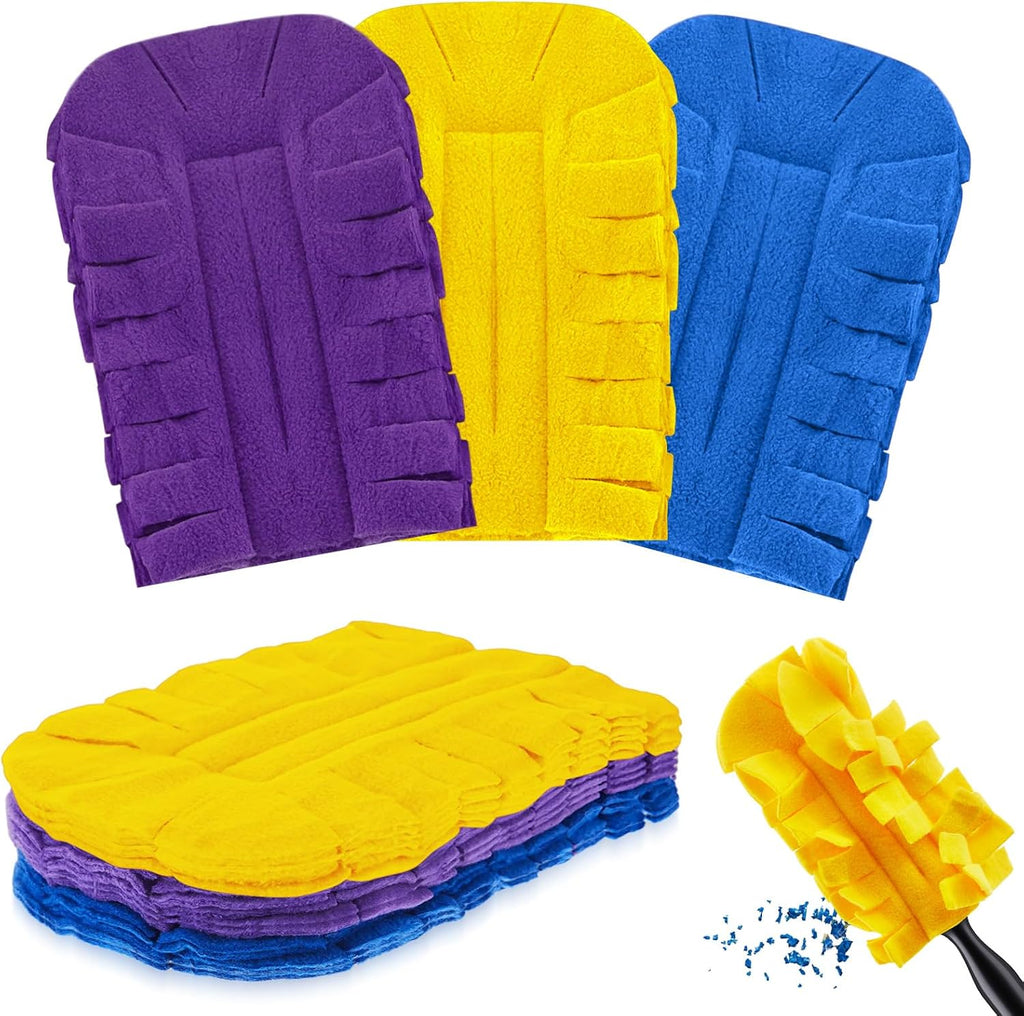 3 Pcs Reusable Duster Refills Washable Pads, Yellow, Blue, Purple